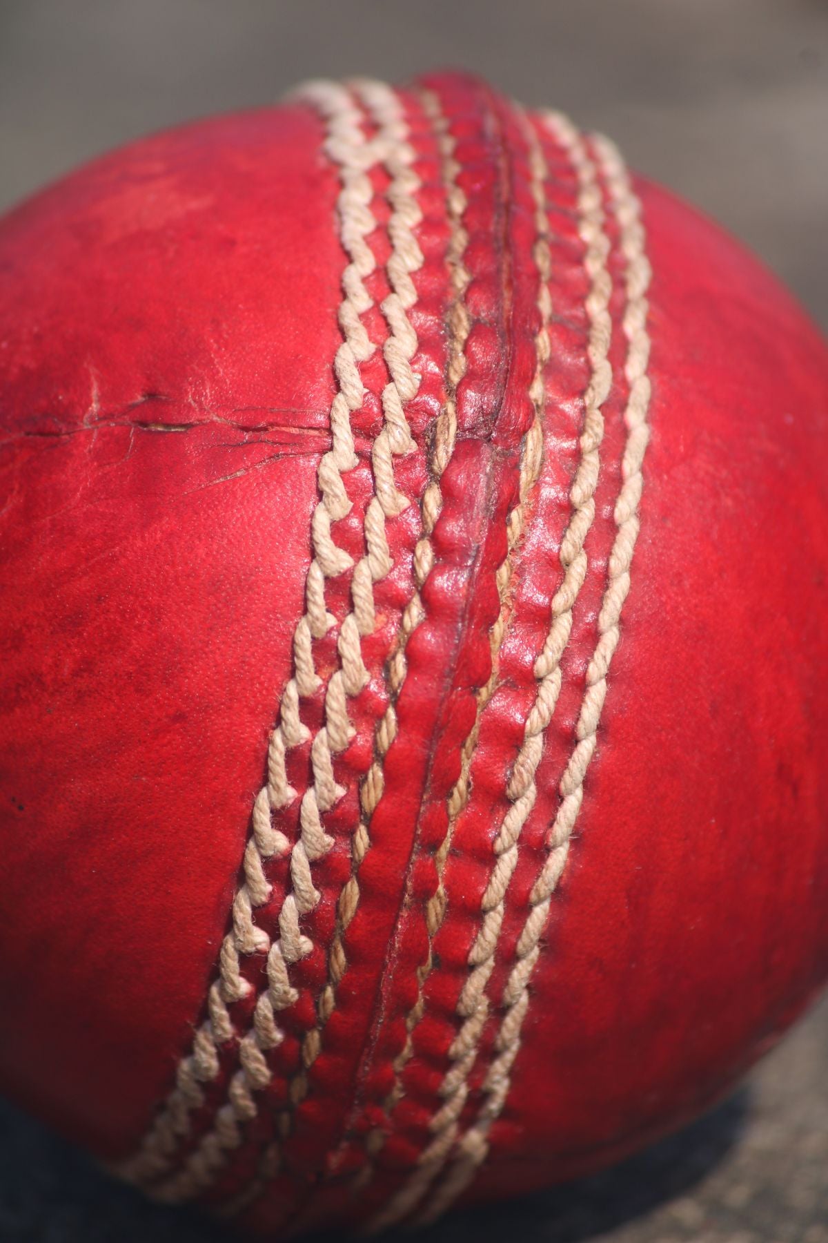 Red cricket ball close-up